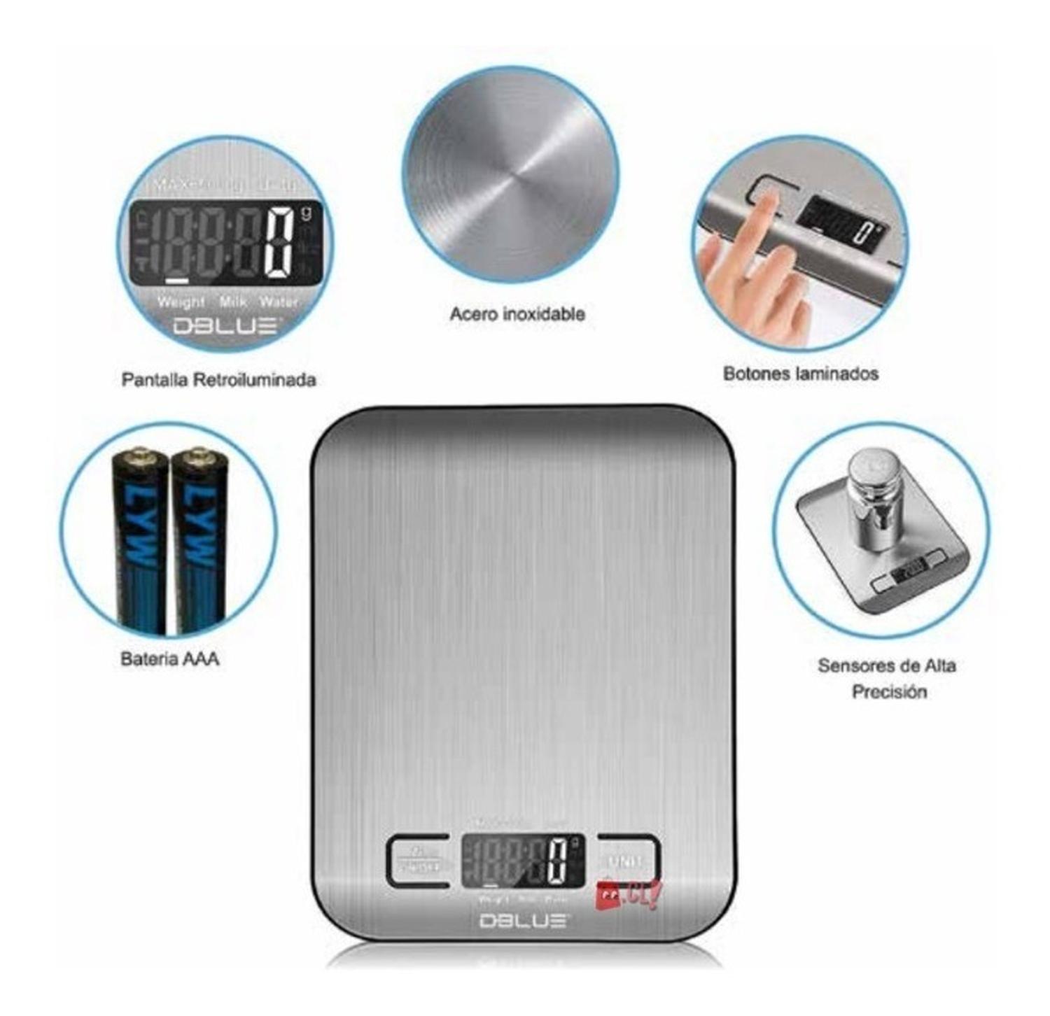 PESA GRAMERA COCINA DIGITAL ACERO INOXIDABLE 5KG - PS - 2
