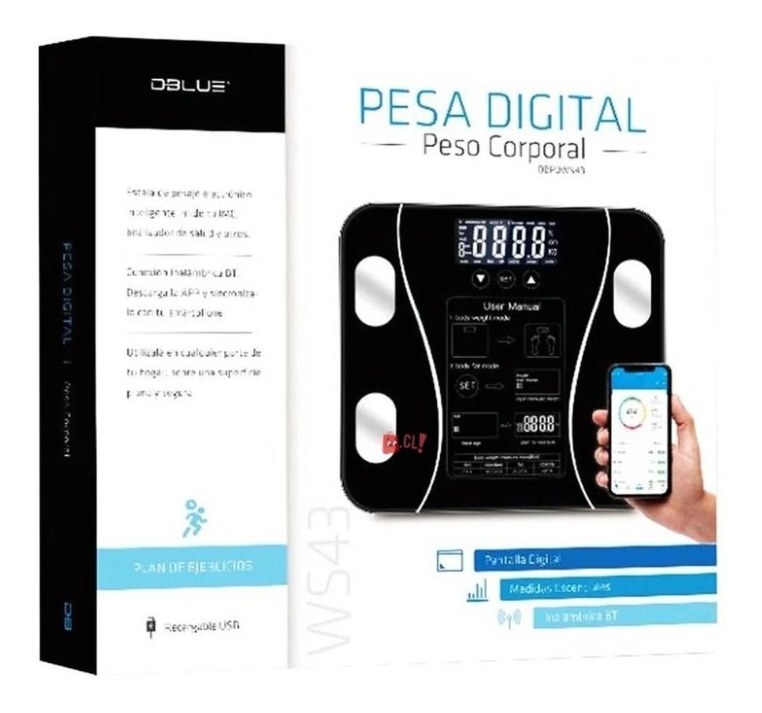 PESA DIGITAL DBLUE DBPDWS43 SMART CON BLUETOOTH 180KG CON MEDIDOR IMC PS - 2