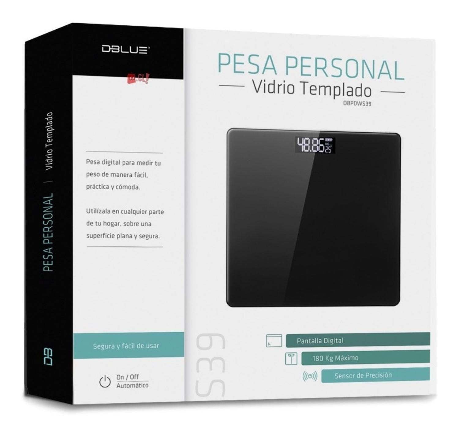 PESA DIGITAL DBLUE BLACK BAÑO VIDRIO TEMPLADO CAPACIDAD 180KG NEGRO PS - 3