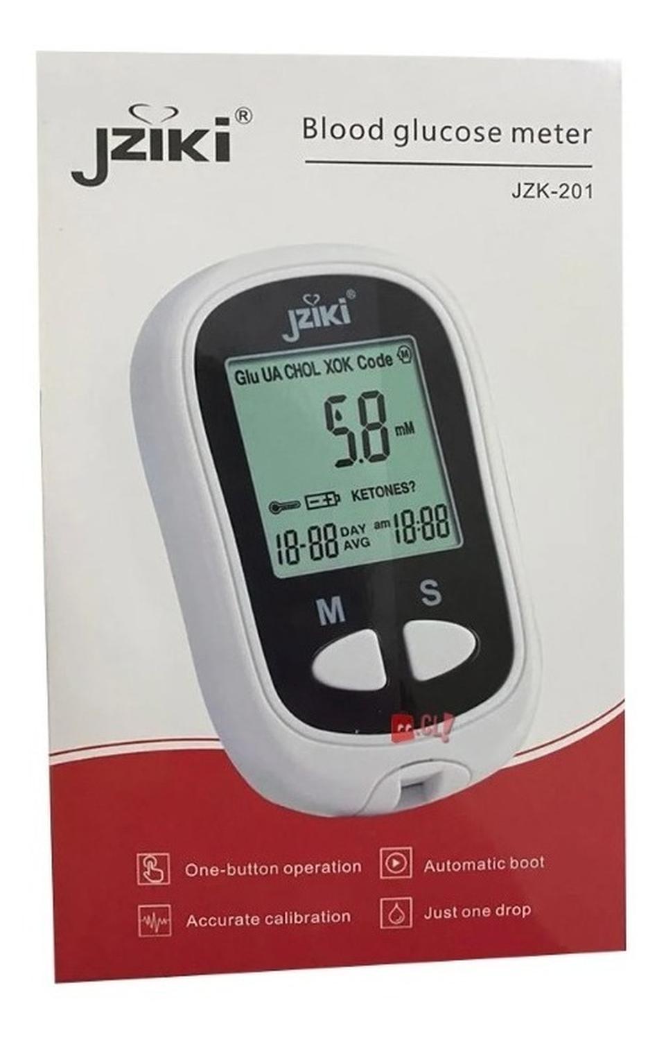 GLUCÓMETRO JZIKI JZK-201 MEDIDOR DE GLUCOSA + 50 LANCETAS PS - 4