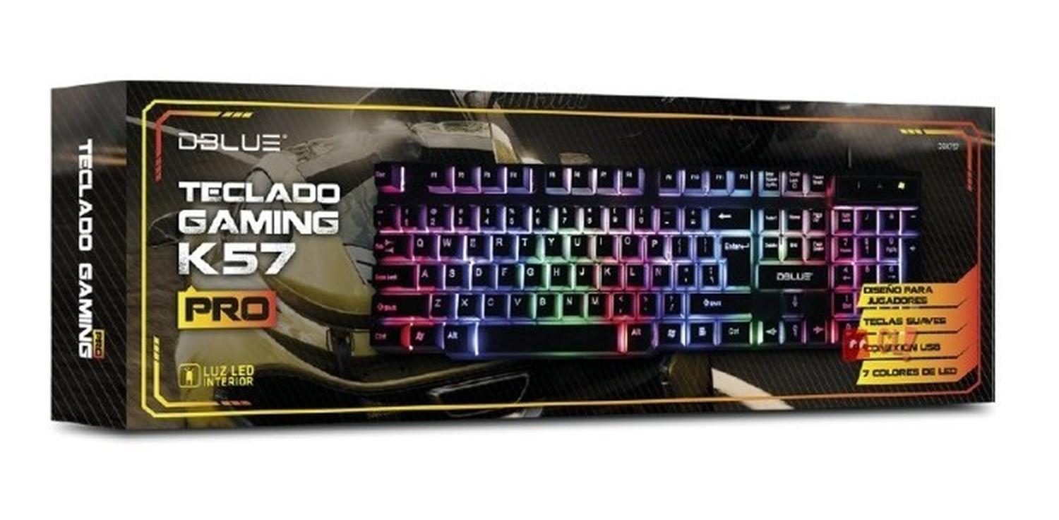 TECLADO GAMER UNIVERSAL DBLUE K57 PRO PC CONEXIÓN USB RETROILUMINACIÓN RGB PS - 3