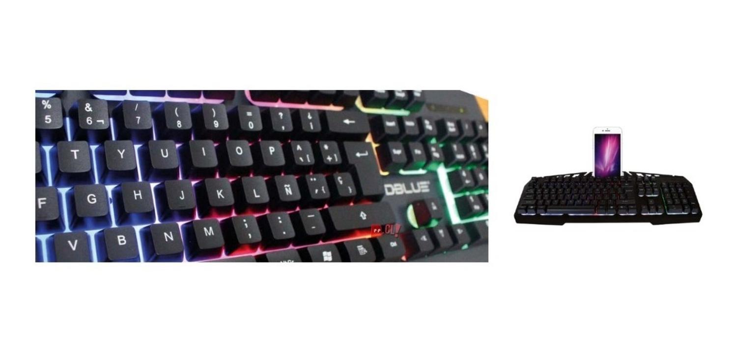 TECLADO GAMER UNIVERSAL DBLUE K44 PRO PC USB RETROILUMINADO METÁLICO NEGRO PS - 2