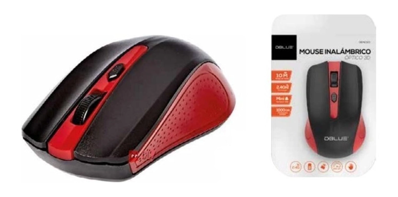 MOUSE INALÁMBRICO DBLUE ÓPTICO 3 BOTONES COLOR ROJO PS - 3