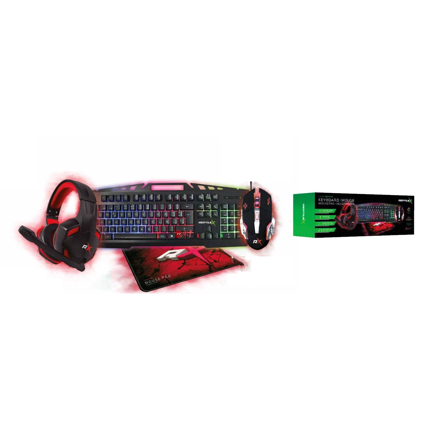 KIT GAMER WINDOWS / LINUX REPTILEX MOUSE TECLADO Y MOUSE PAD PS - 2