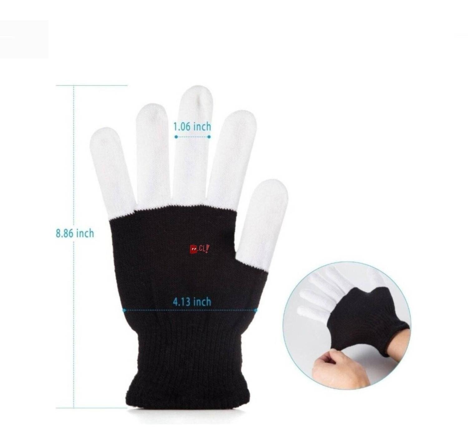 GUANTES PUNTOSTORE NEGRO TIK TOK CON LUCES LED DE COLORES - PS - 3