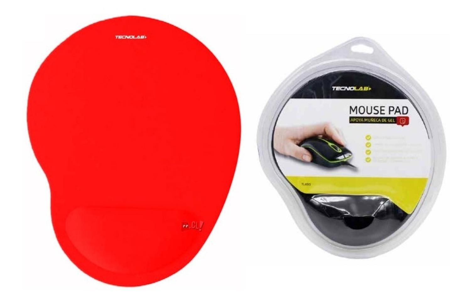 MOUSE PAD TECNOLAB CON APOYA MUÑECA GEL ROJO PS - 2