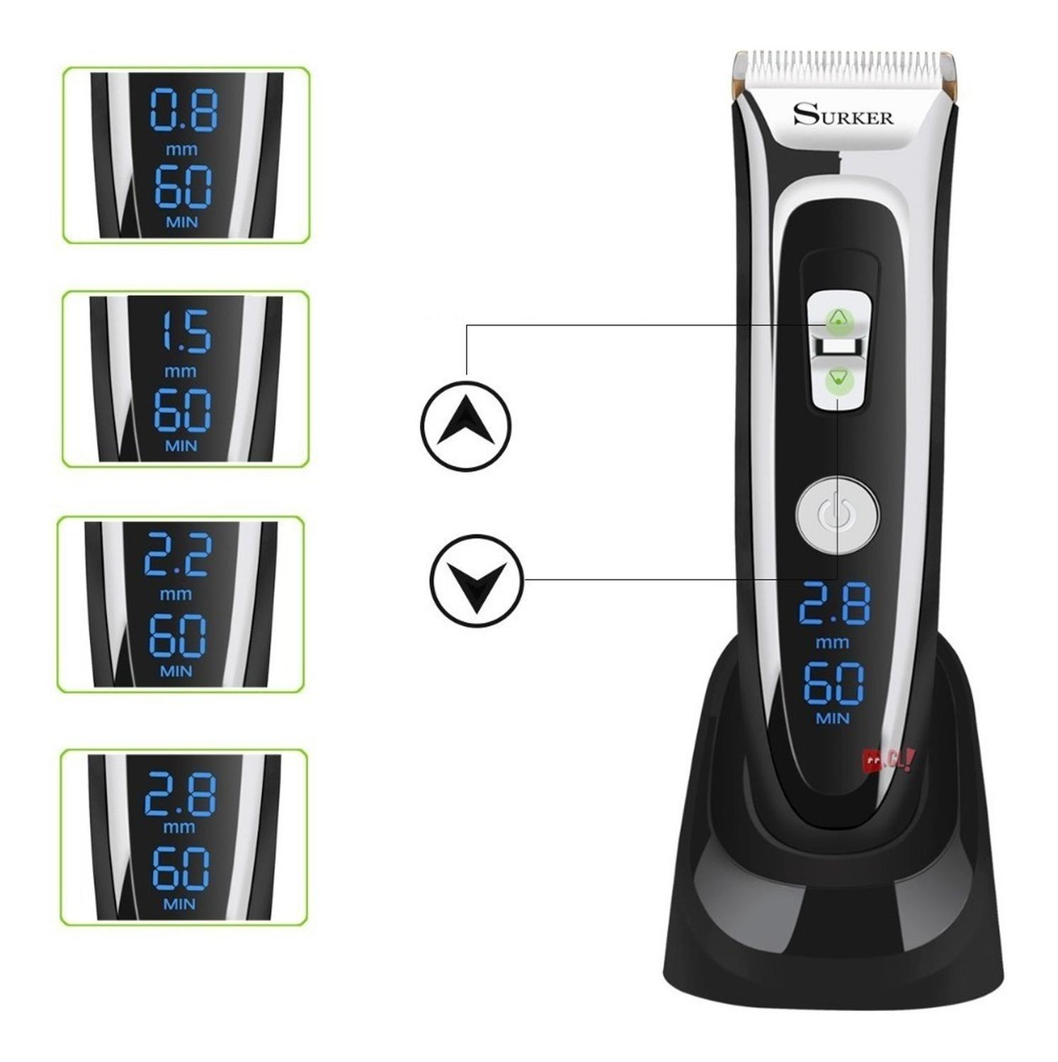 MÁQUINAS CORTA PELO SURKER RFC-688B INALÁMBRICA PANTALLA LCD PS - 2