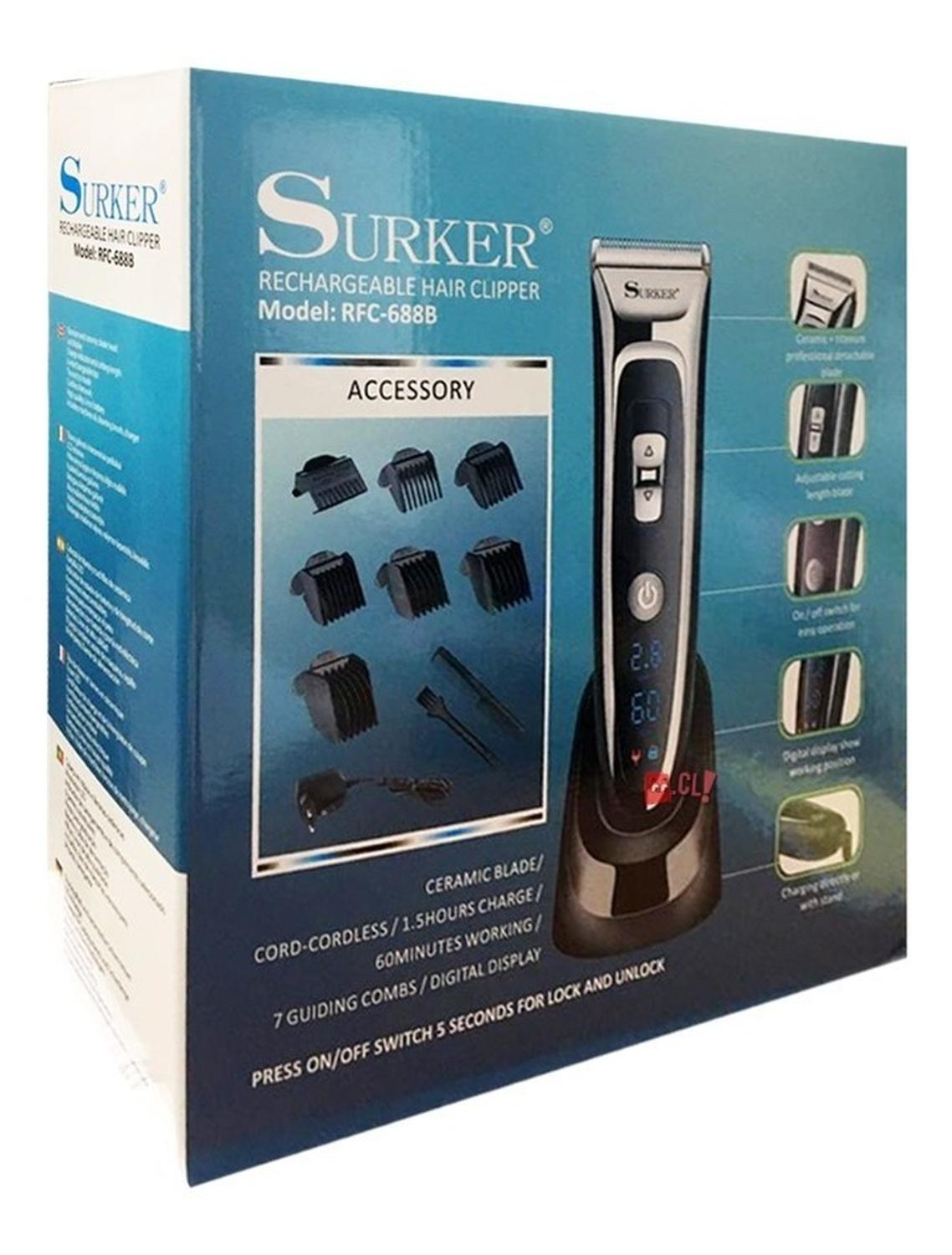 MÁQUINAS CORTA PELO SURKER RFC-688B INALÁMBRICA PANTALLA LCD PS - 4