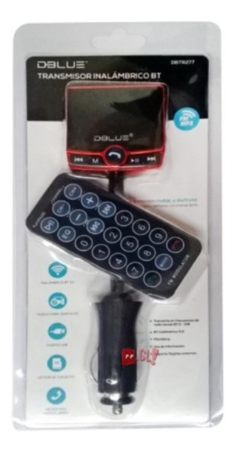 TRANSMISOR FM DBLUE BLUETOOTH AUTO ROJO - PS - 3