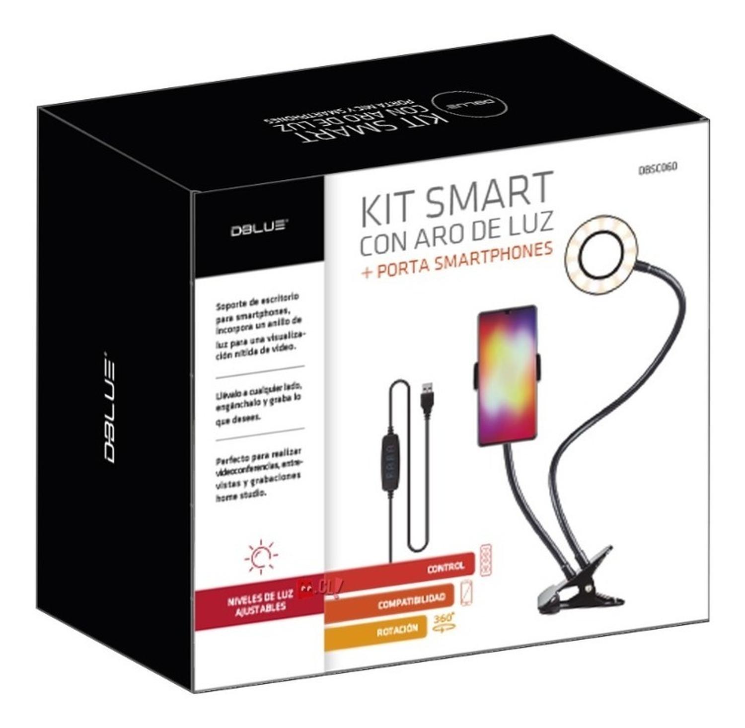 SOPORTE CELULAR DBLUE ESCRITORIO CON ARO LED CON CONTROL LUZ - 4