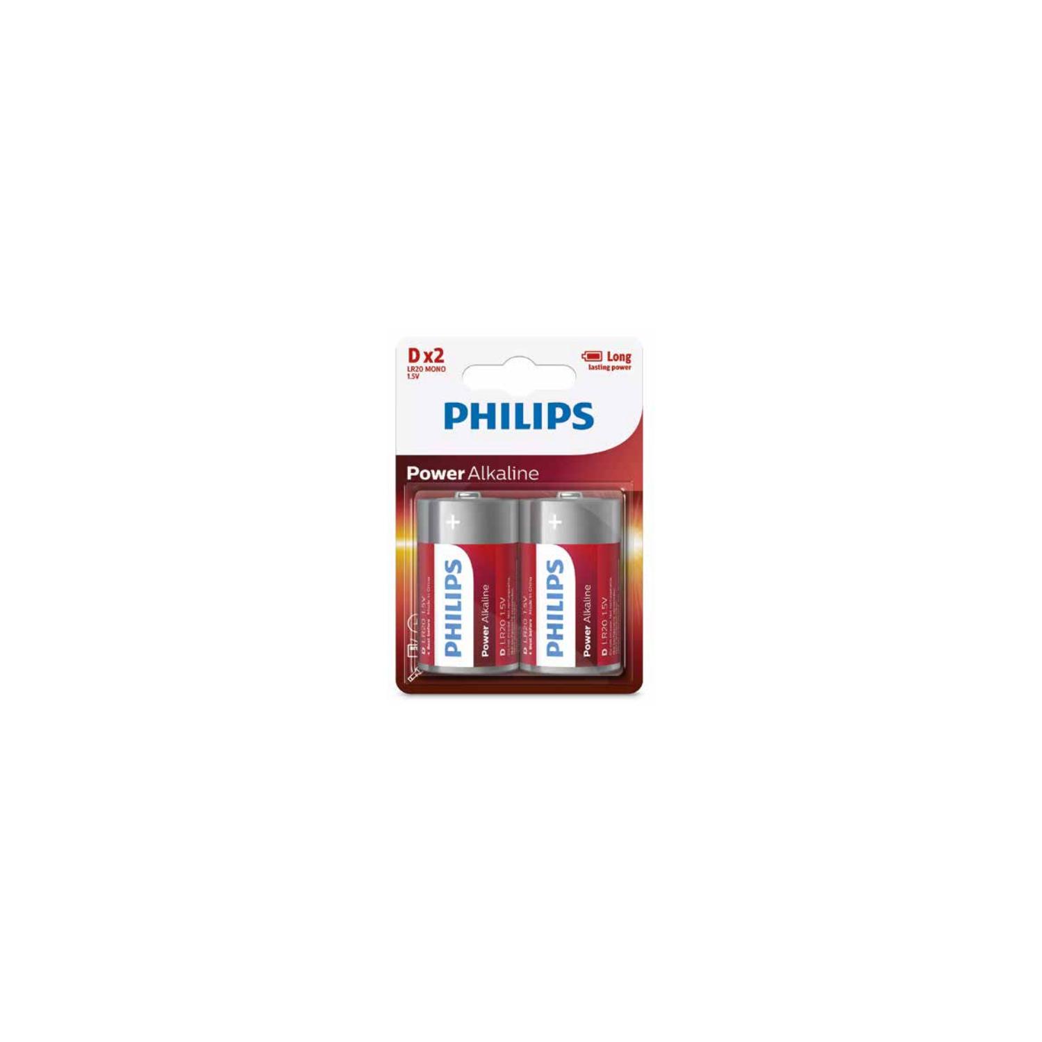 PILAS PHILIPS PACK 2 ALCALINAS D PS - 1