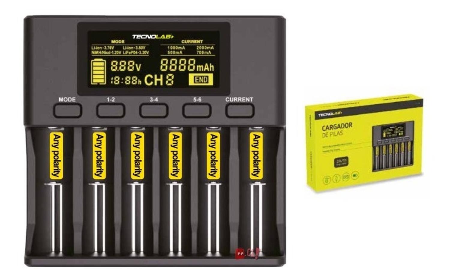 CARGADOR TECNOLAB PILAS CON PANTALLA DIGITAL PS - 2