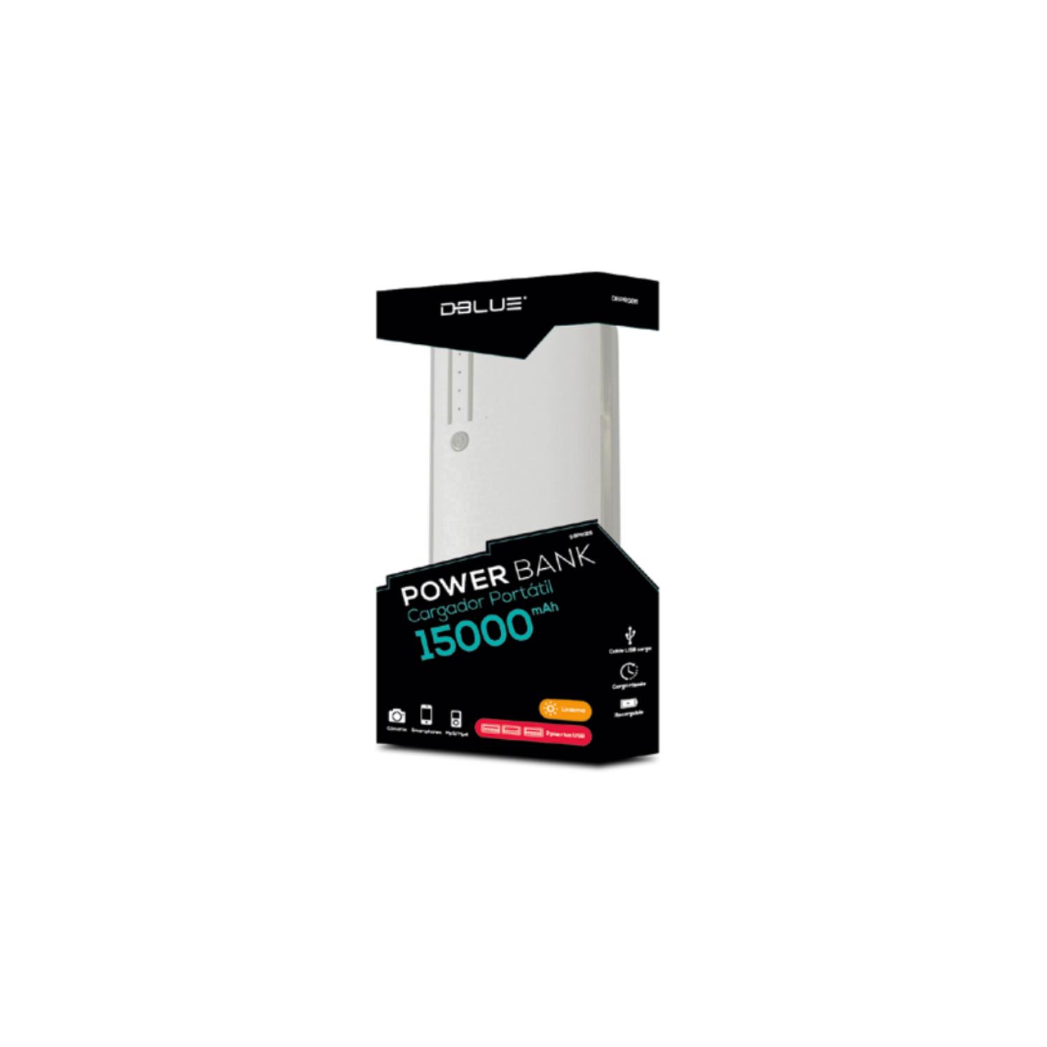 BATERÍA POWER BANK 15000MAH 3 USB BLANCO - PS - 1