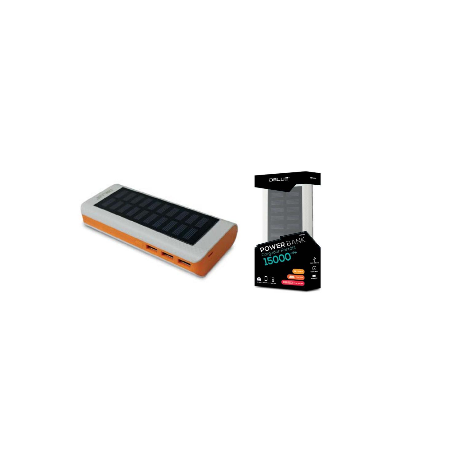 BATERÍA POWER BANK 15000MHA SOLAR NARANJO - PS - 1