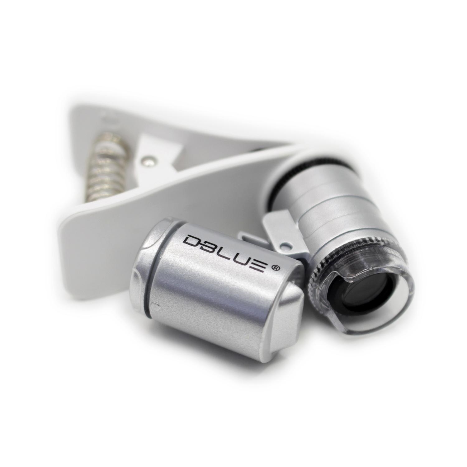 MICROSCOPIO DBLUE 60X CELULAR CON LUZ UV Y CLIP - PS - 1