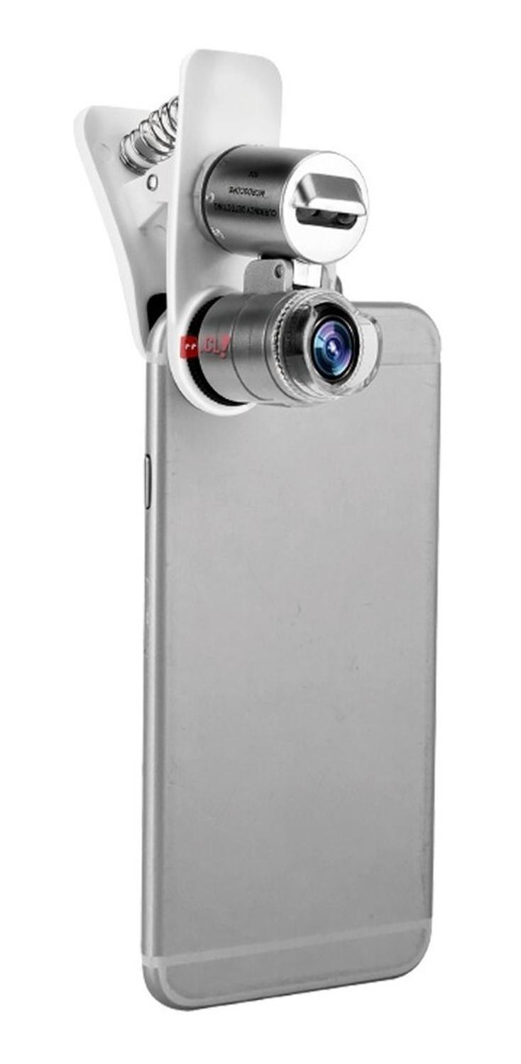 MICROSCOPIO DBLUE 60X CELULAR CON LUZ UV Y CLIP - PS - 2