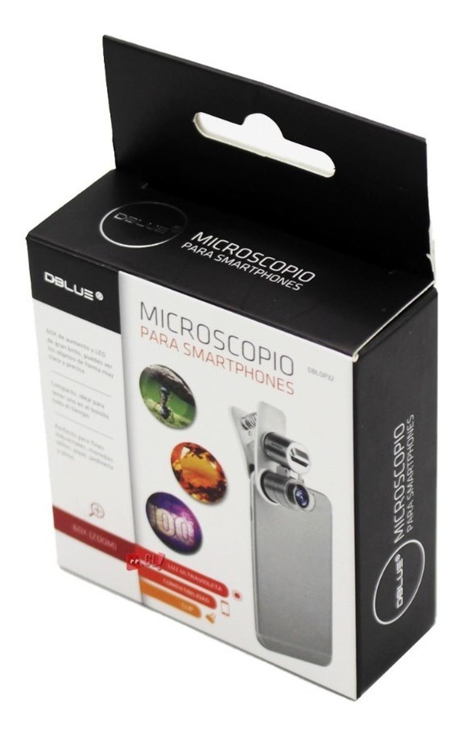 MICROSCOPIO DBLUE 60X CELULAR CON LUZ UV Y CLIP - PS - 4