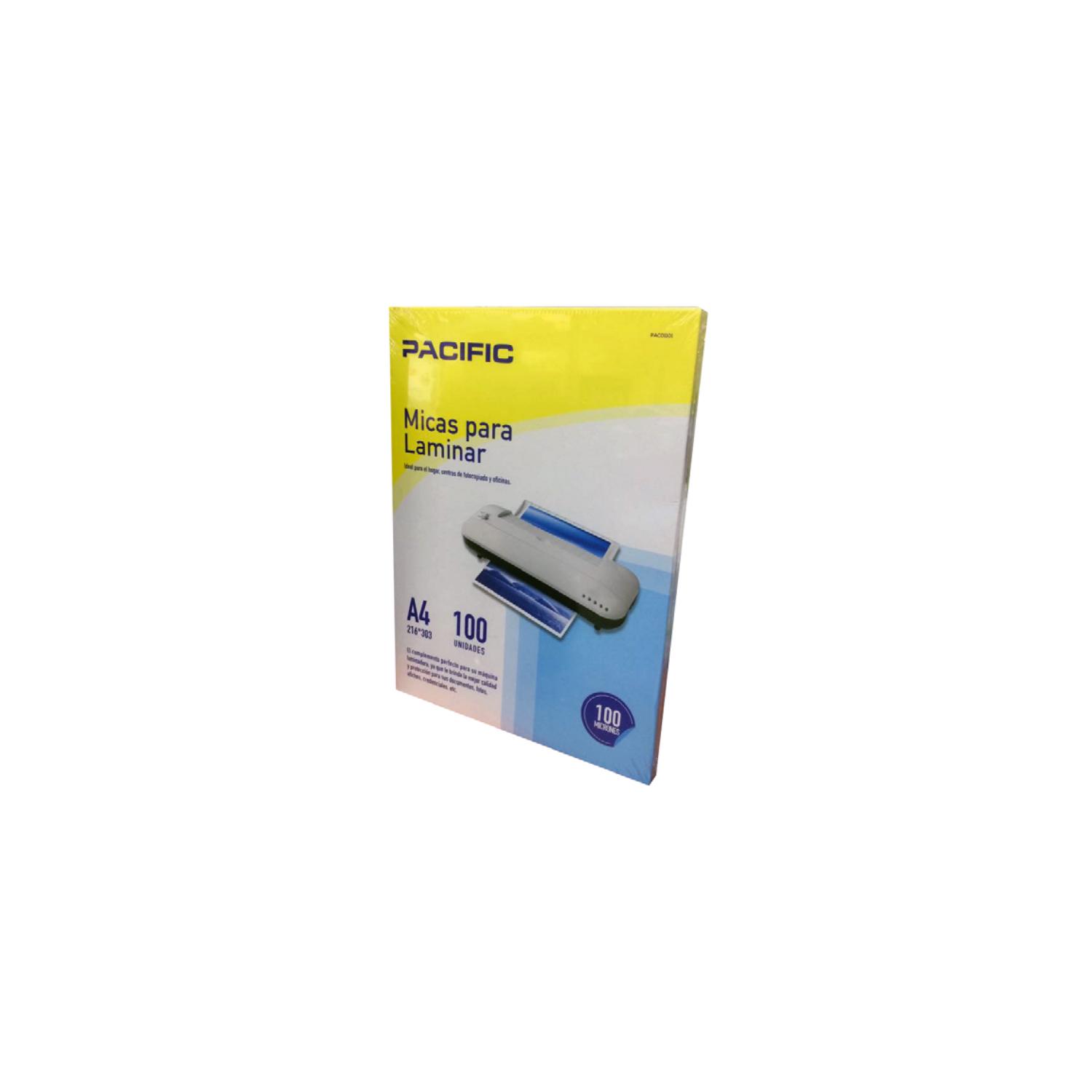 100 LAMINAS MICAS PACIFIC TERMOLAMINADORA A4 100 MICRONES PS - 1