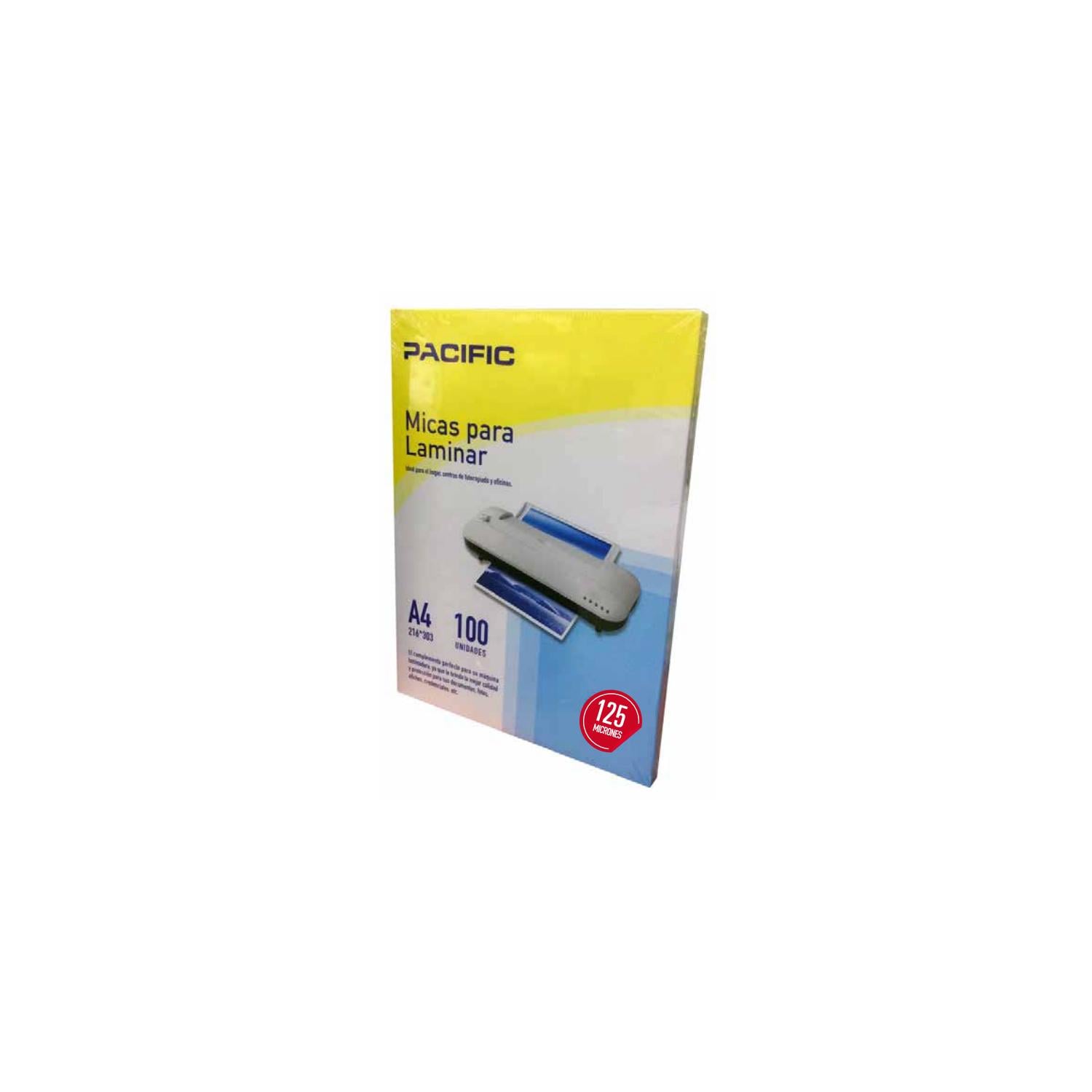 100 LAMINAS MICAS PACIFIC TERMOLAMINADORA A4 125 MICRONES PS - 1
