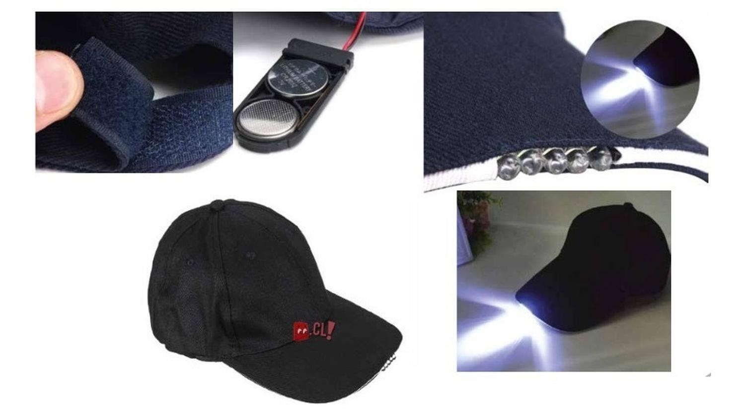 JOCKEY PUNTOSTORE NEGRO GORRO CON LINTERNA 5 LED PILAS PS - 2