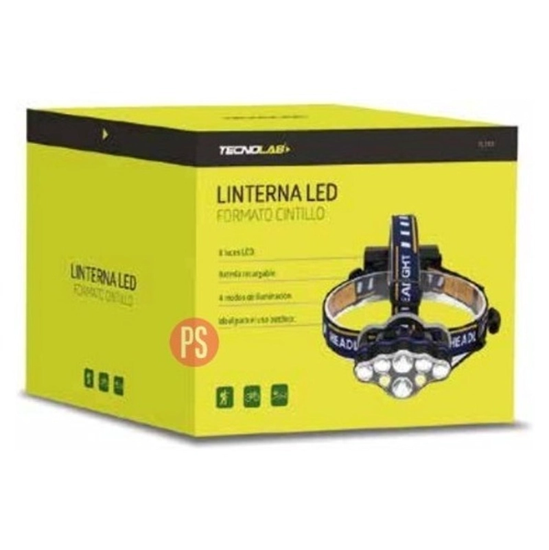 LINTERNA LED CABEZA 8 LUCES LED RECARGABLE - PS - 4