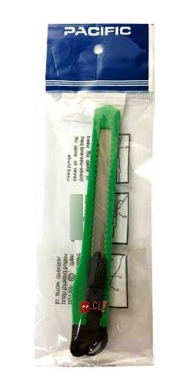 CUCHILLO CARTONERO DE 13CMS CON HOJA DE 9MM COLOR VERDE - PS - 2