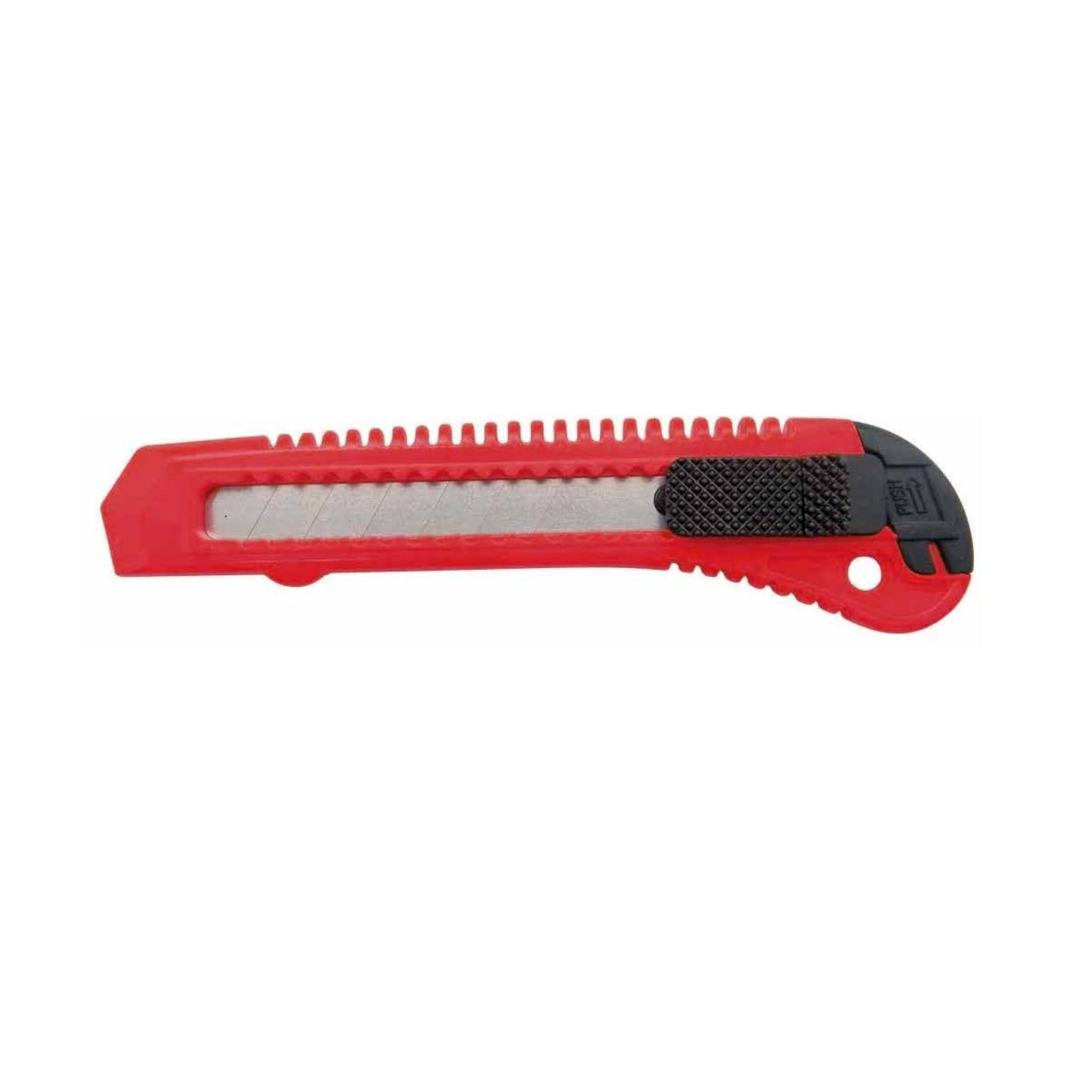 CUCHILLO CARTONERO DE 15CMS CON HOJA DE 18MM COLOR ROJO - PS - 1