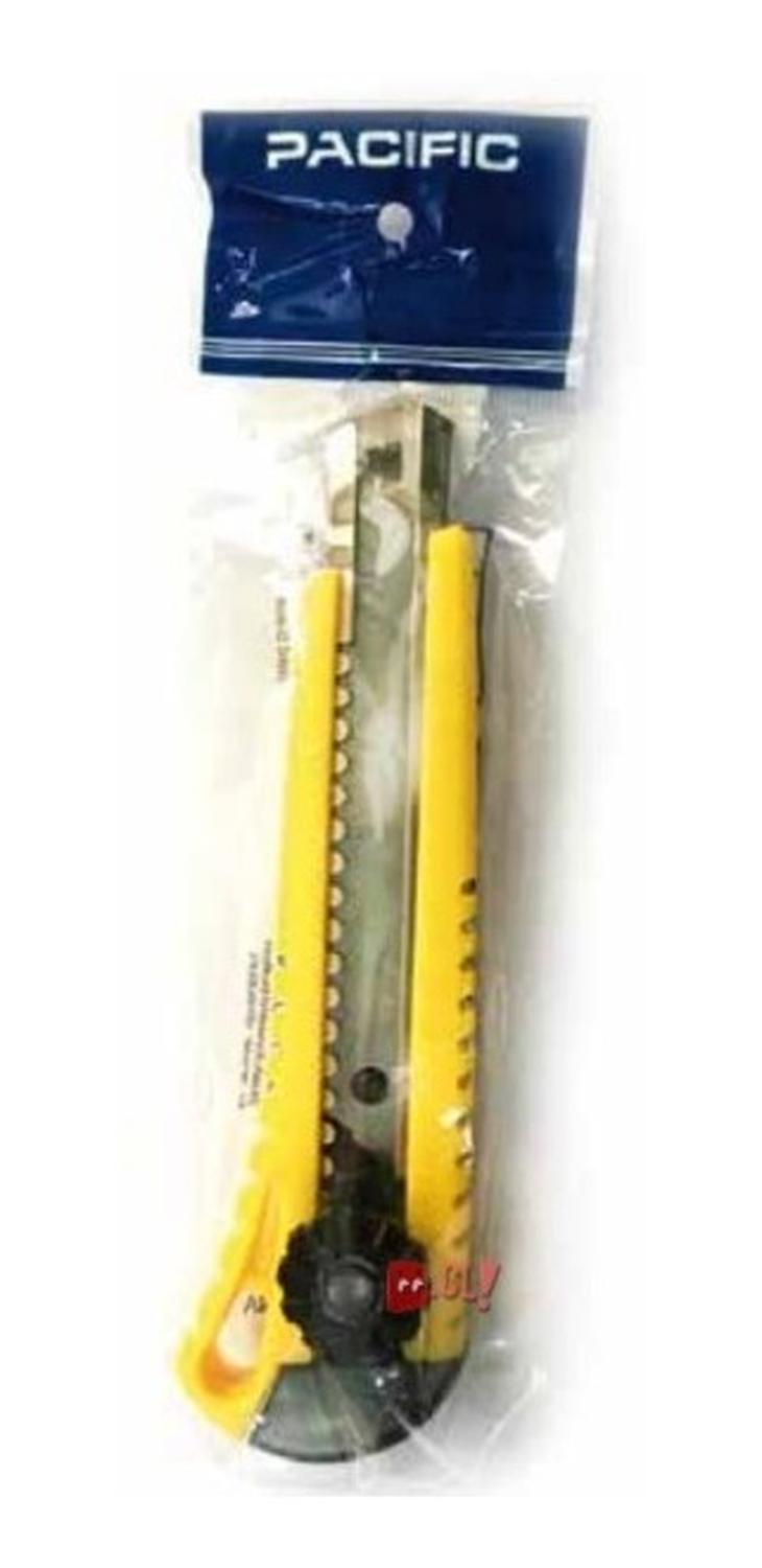 CUCHILLO CARTONERO DE 16CMS CON HOJA DE 18MM AMARILLO - PS - 2