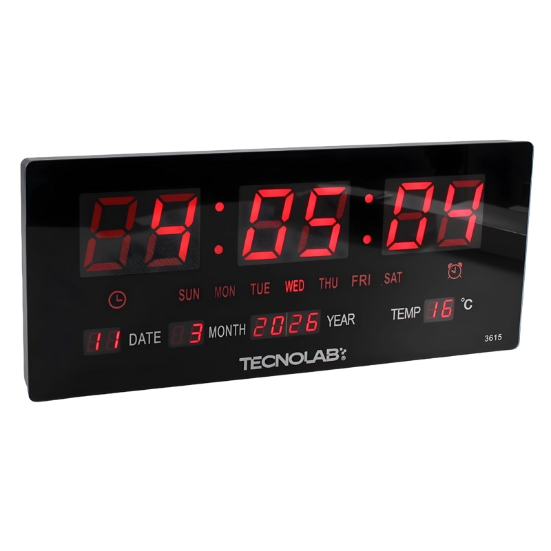Reloj Mural Digital con Calendario y Temperatura 12-24H - PS - 1