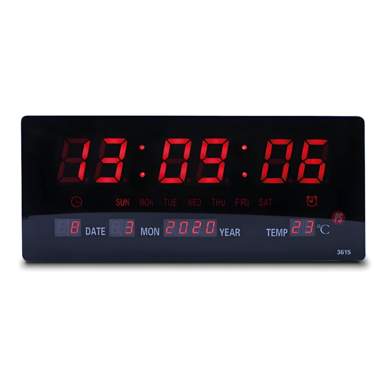 Reloj Mural Digital con Calendario y Temperatura 12-24H - PS - 2