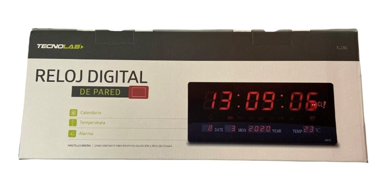 Reloj Mural Digital con Calendario y Temperatura 12-24H - PS - 4