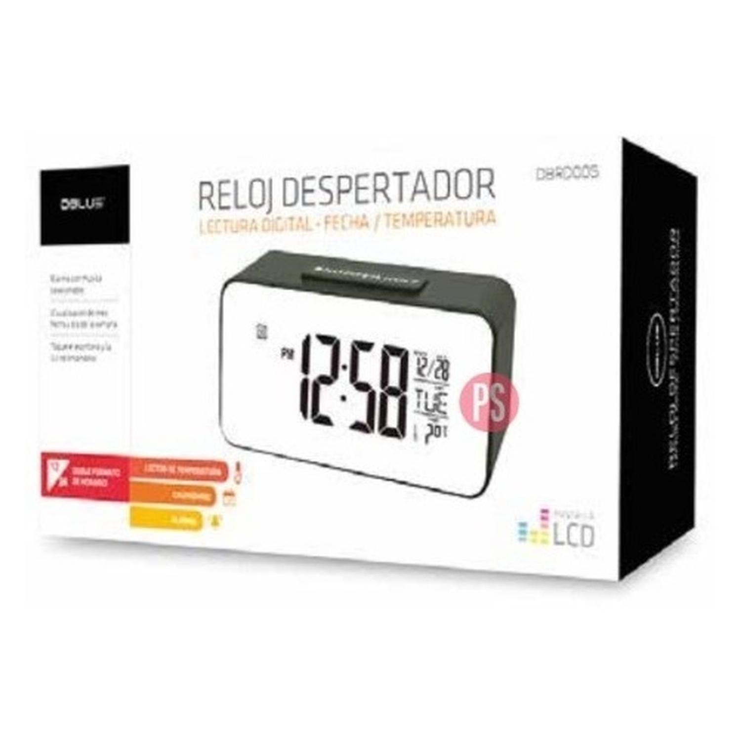 RELOJ DESPERTADOR DIGITAL PANTALLA LCD COLOR NEGRO - PS - 2