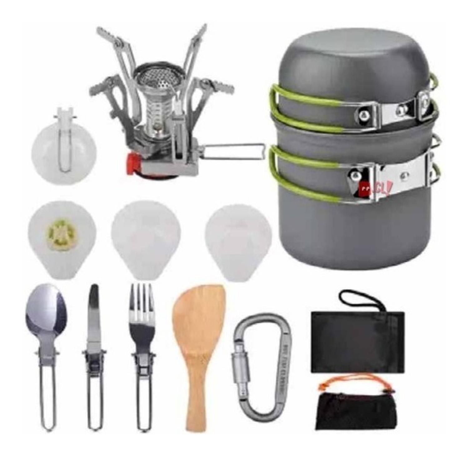 SET PUNTOSTORE OLLAS CAMPING 11 PIEZAS CON COCINILLA PS ALUMINIO - 2