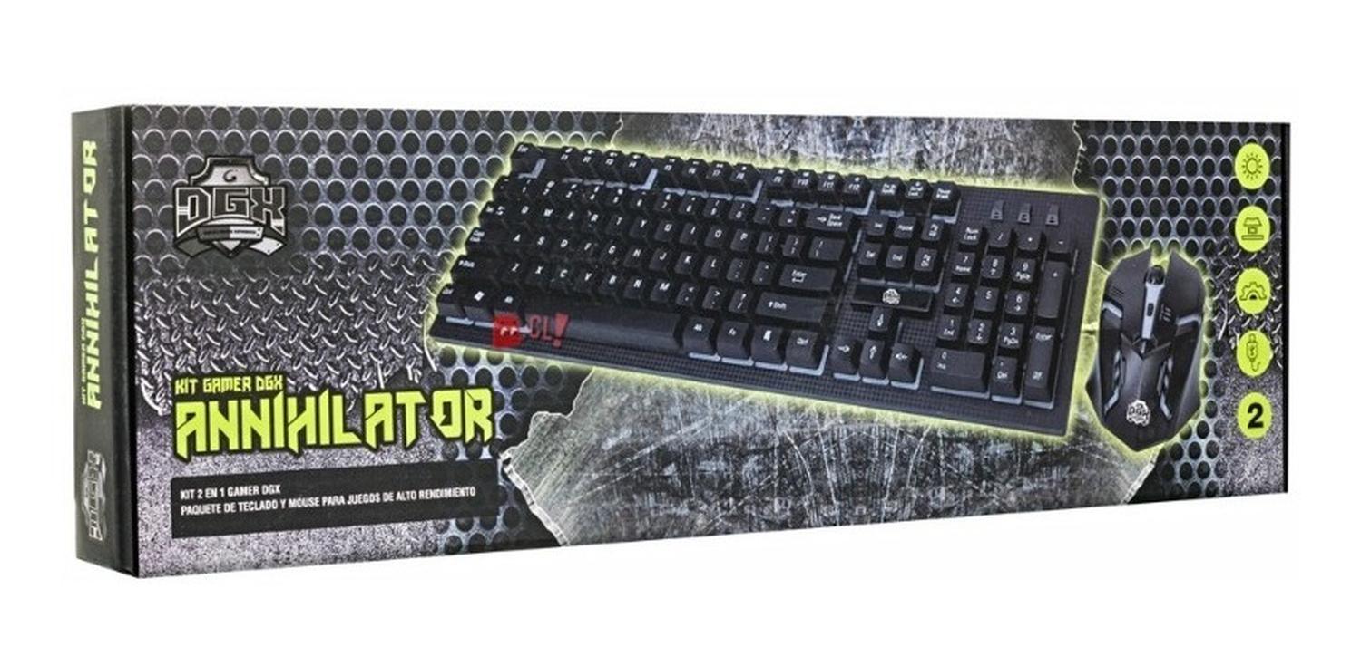 KIT GAMER UNIVERSAL DGX ANNIHILATOR TECLADO Y MOUSE RETROILUMINADO PS - 4