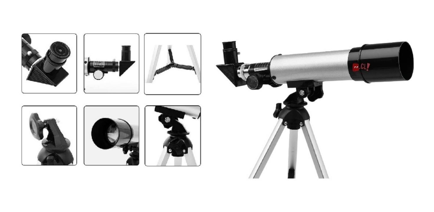TELESCOPIO TECNOLAB 50 MM ASTRONÓMICO REFRACTOR 90X CON TRÍPODE PS - 2
