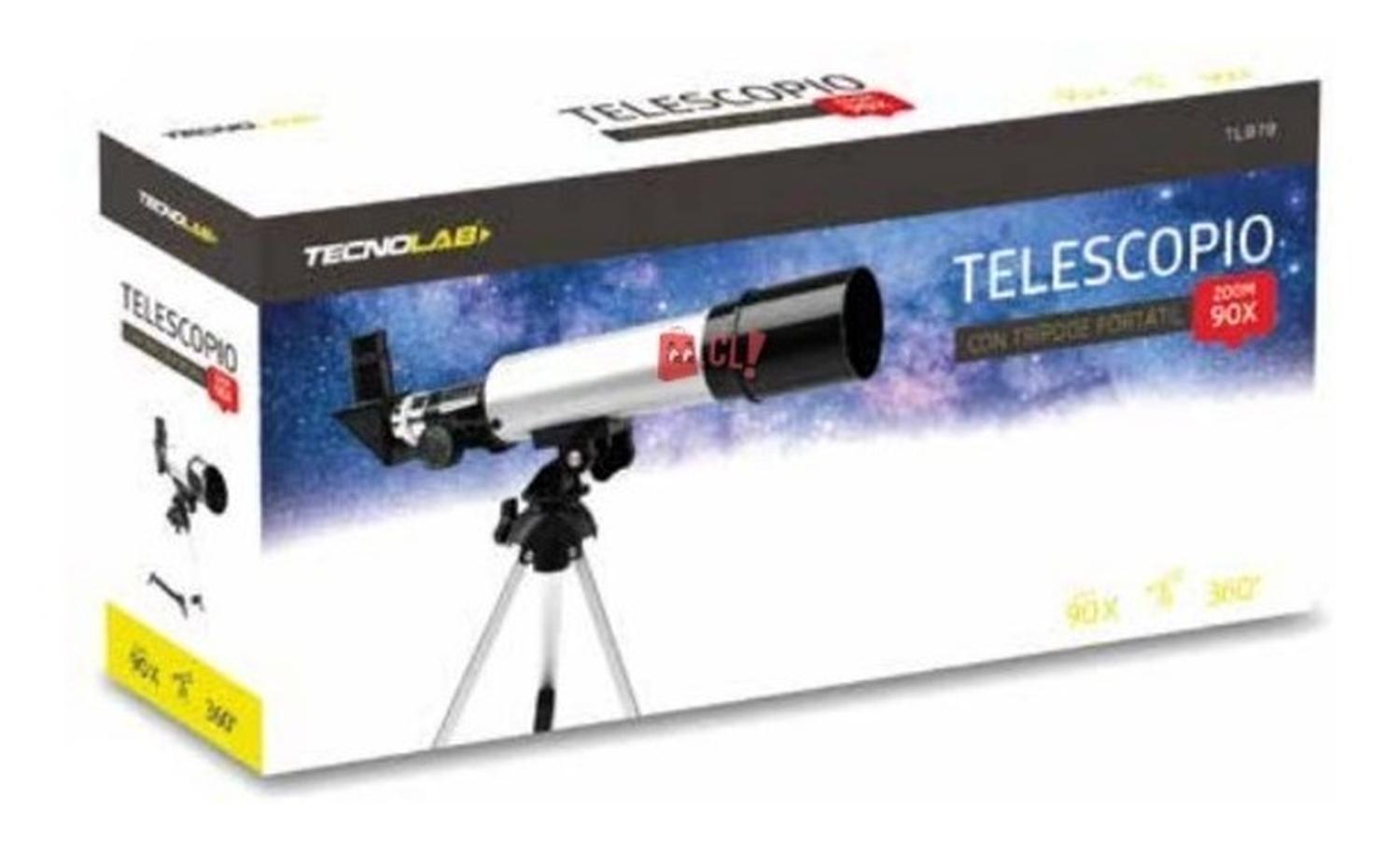 TELESCOPIO TECNOLAB 50 MM ASTRONÓMICO REFRACTOR 90X CON TRÍPODE PS - 3