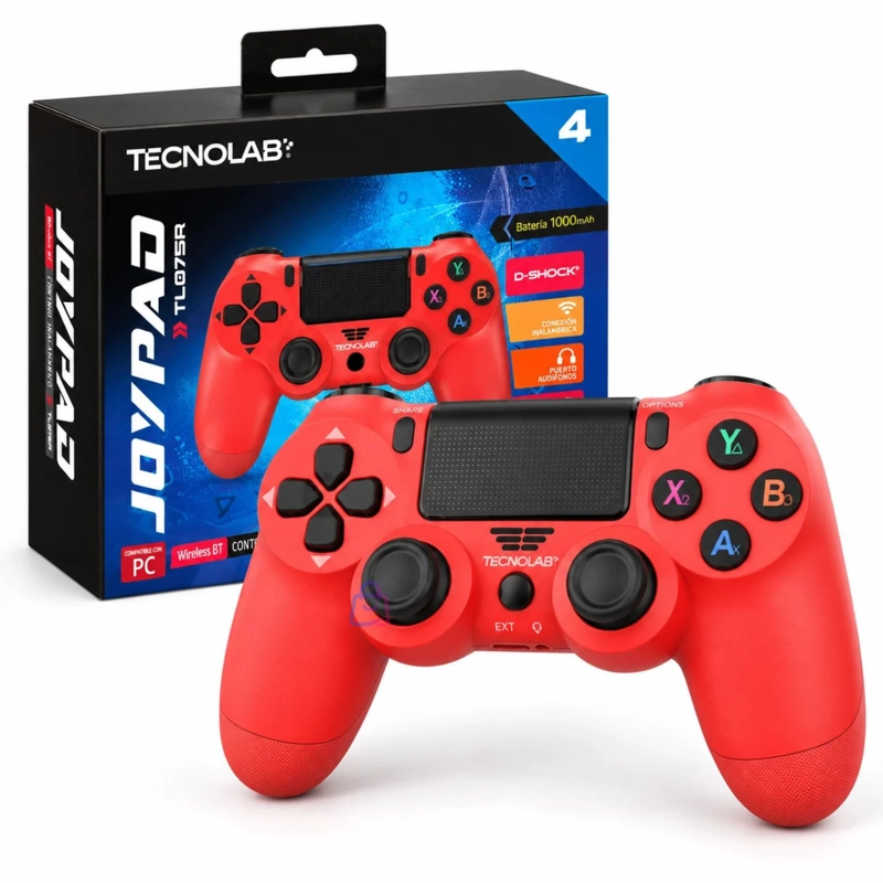 JOYSTICK PS4 TECNOLAB PLAYSTATION 4 TOUCHPAD BLUETOOTH ROJO PS - 4