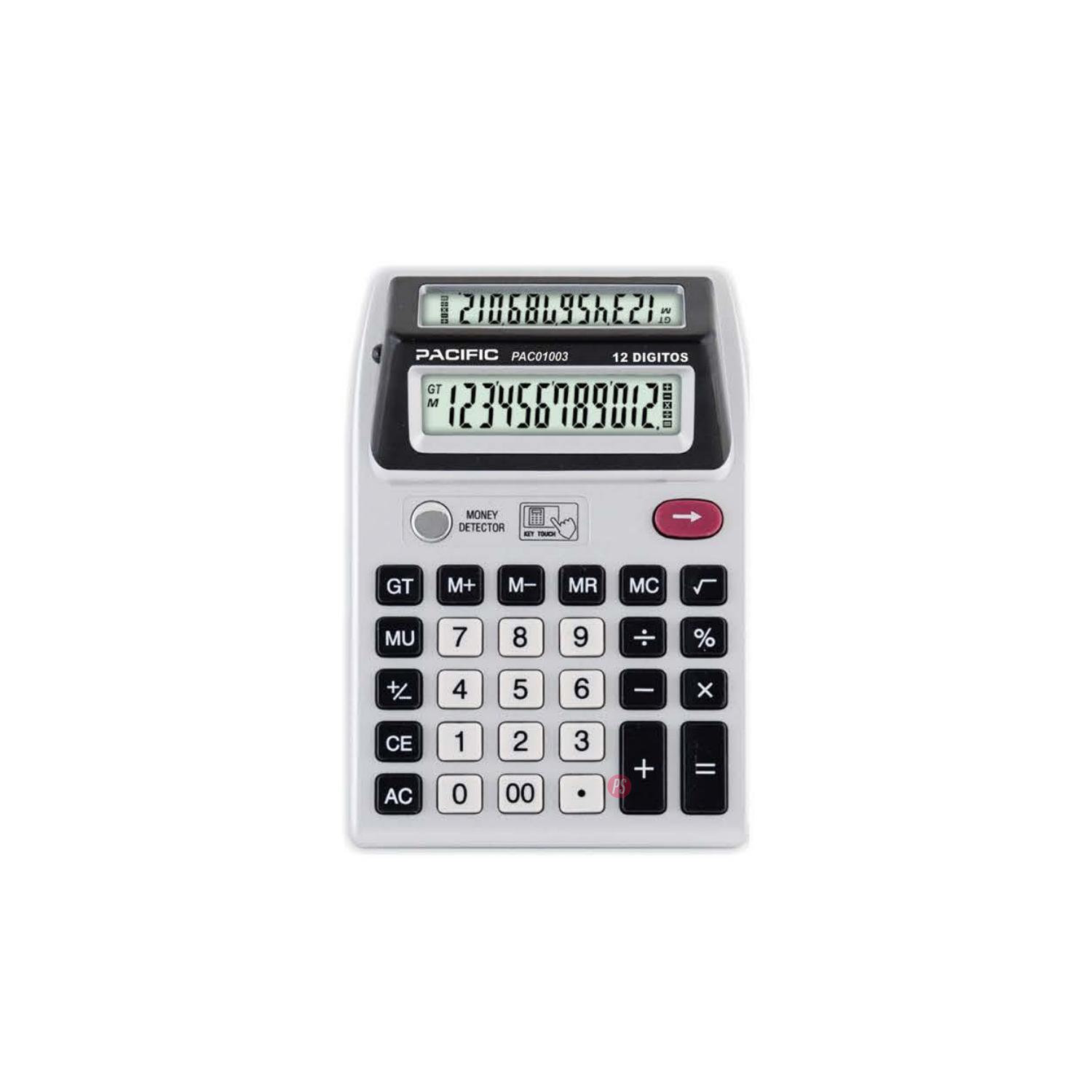 CALCULADORA PACIFIC 12 DÍGITOS CON DOBLE PANTALLA DE PS - 1