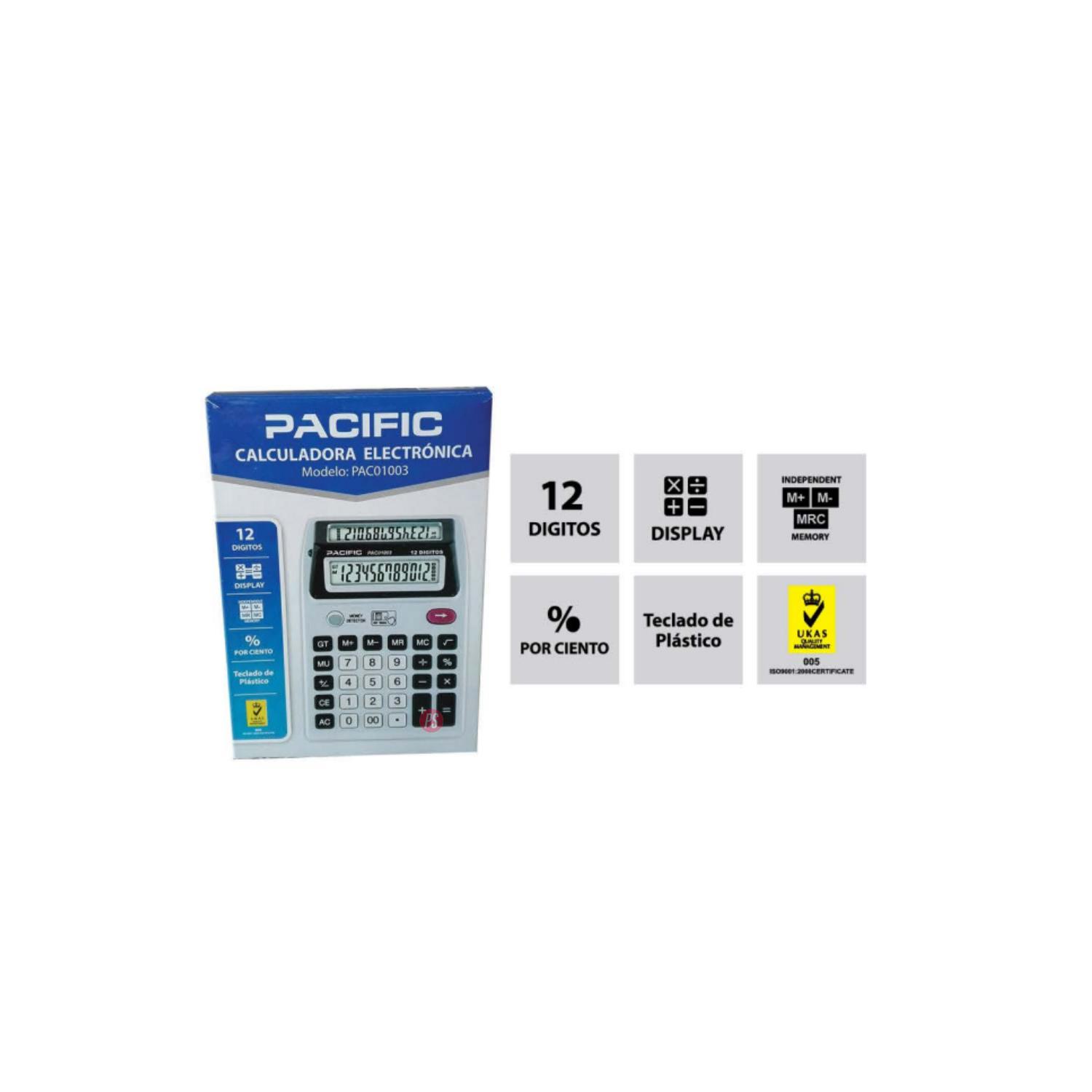 CALCULADORA PACIFIC 12 DÍGITOS CON DOBLE PANTALLA DE PS - 3