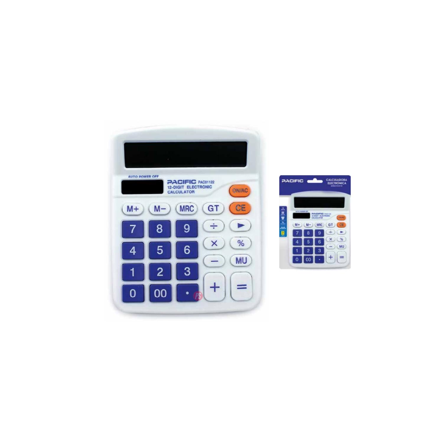 CALCULADORA PACIFIC ELECTRÓNICA 12 DÍGITOS AZUL PS - 2