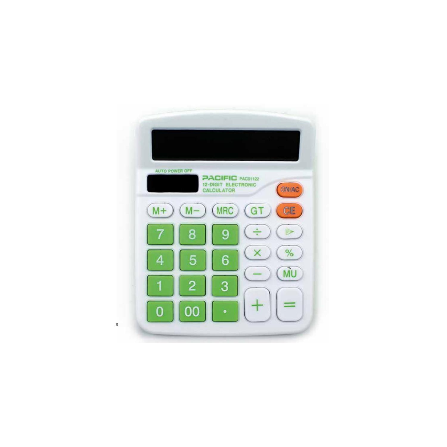 CALCULADORA PACIFIC ELECTRÓNICA 12 DÍGITOS VERDE PS - 1