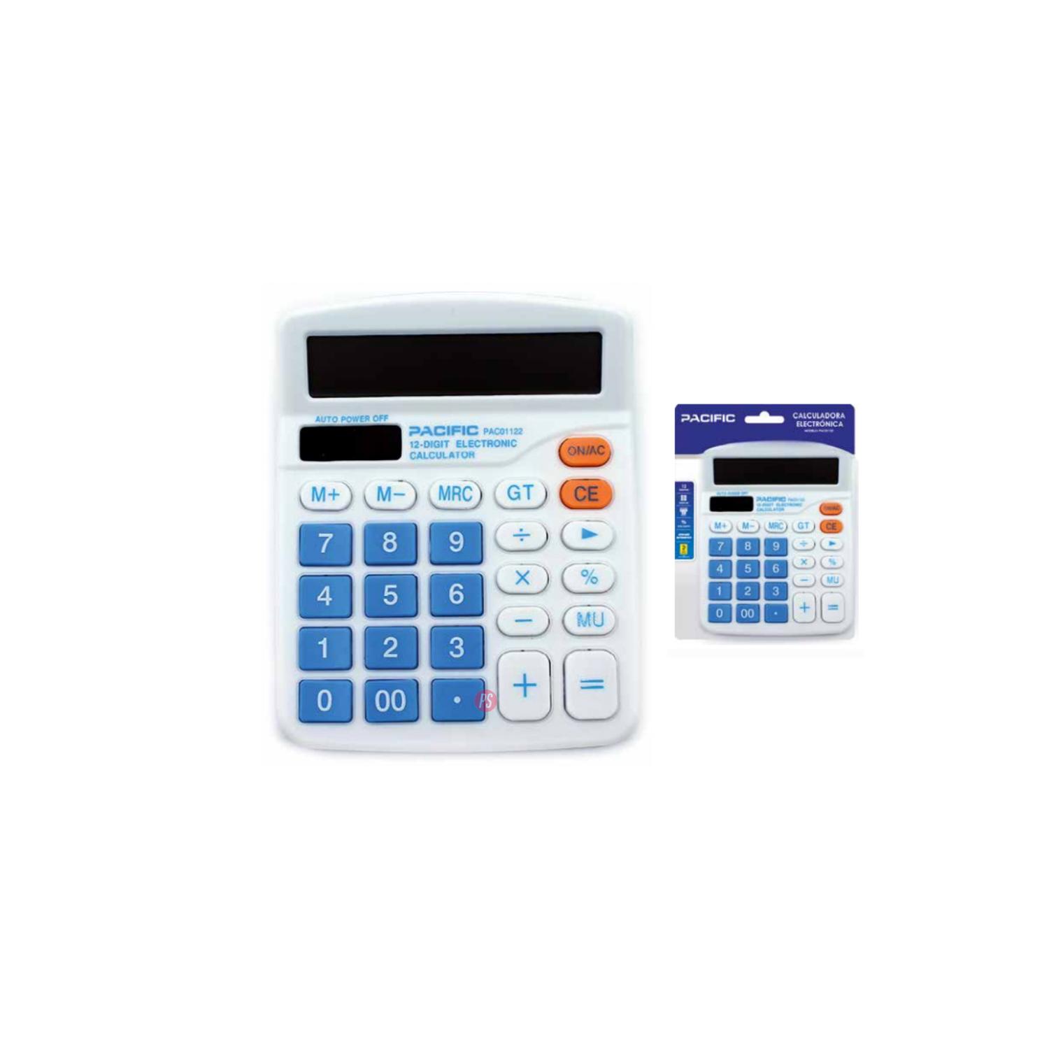 CALCULADORA PACIFIC ELECTRÓNICA 12 DÍGITOS CELESTE PS - 2