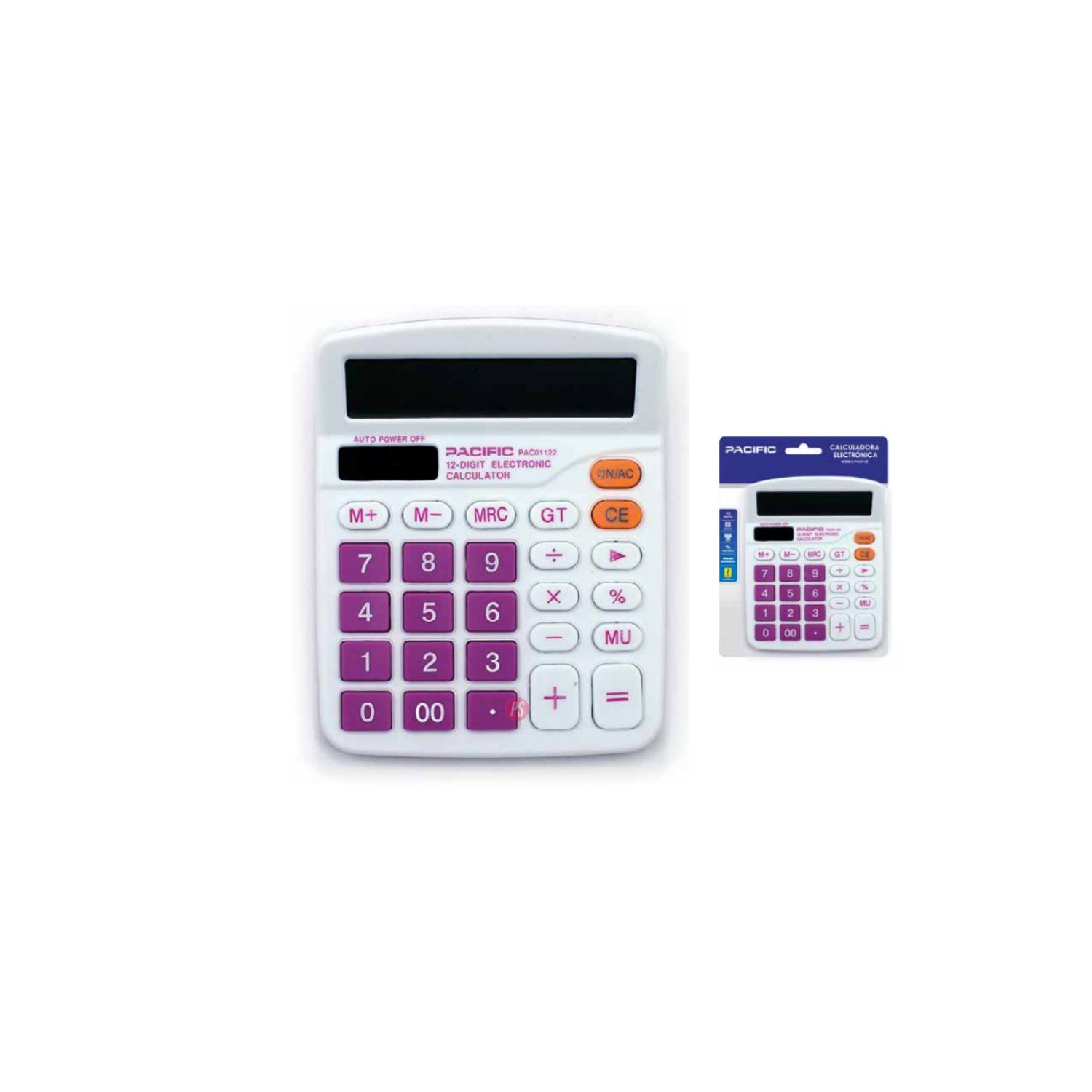 CALCULADORA PACIFIC ELECTRÓNICA 12 DÍGITOS MORADO PS - 2