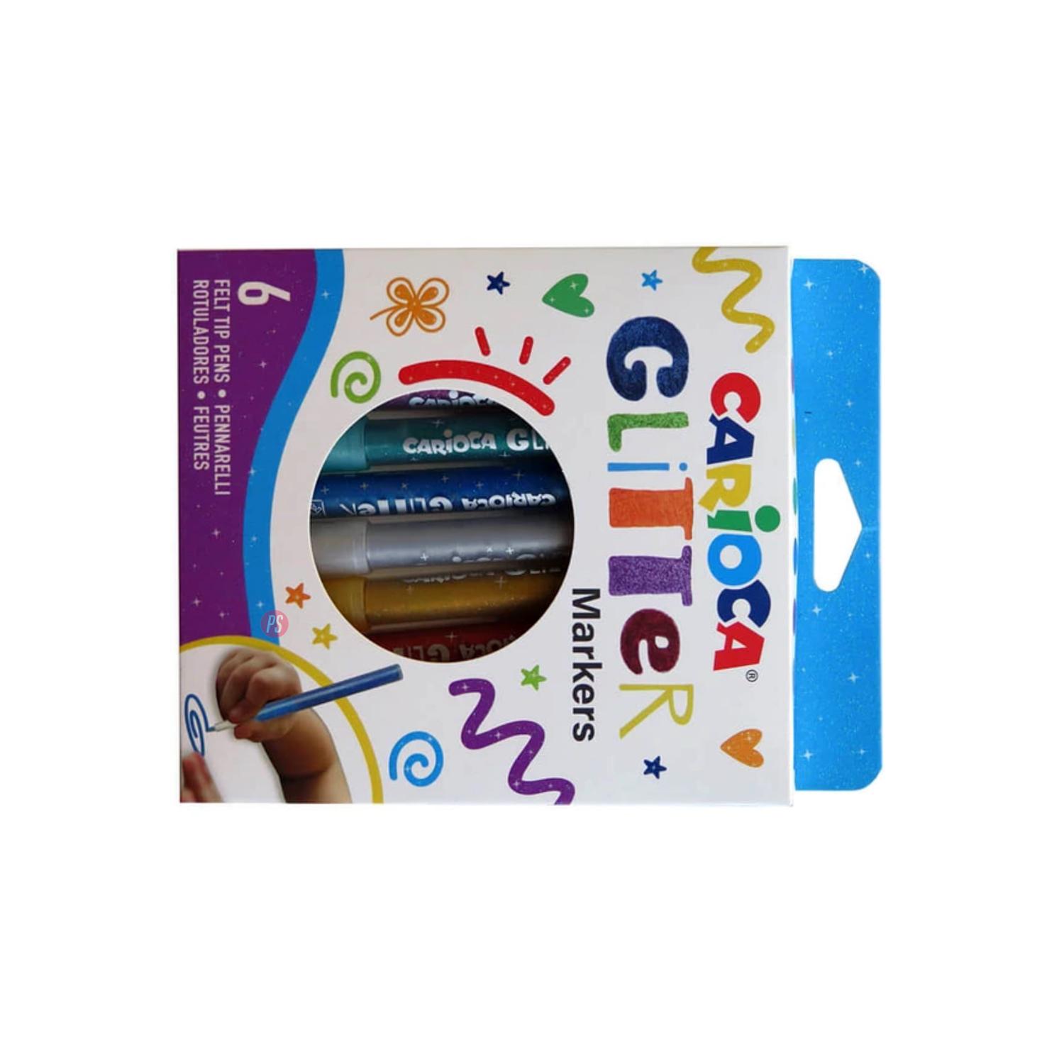 MARCADOR CARIOCA GLITTER 6 COLORES TINTA A BASE DE AGUA - 2