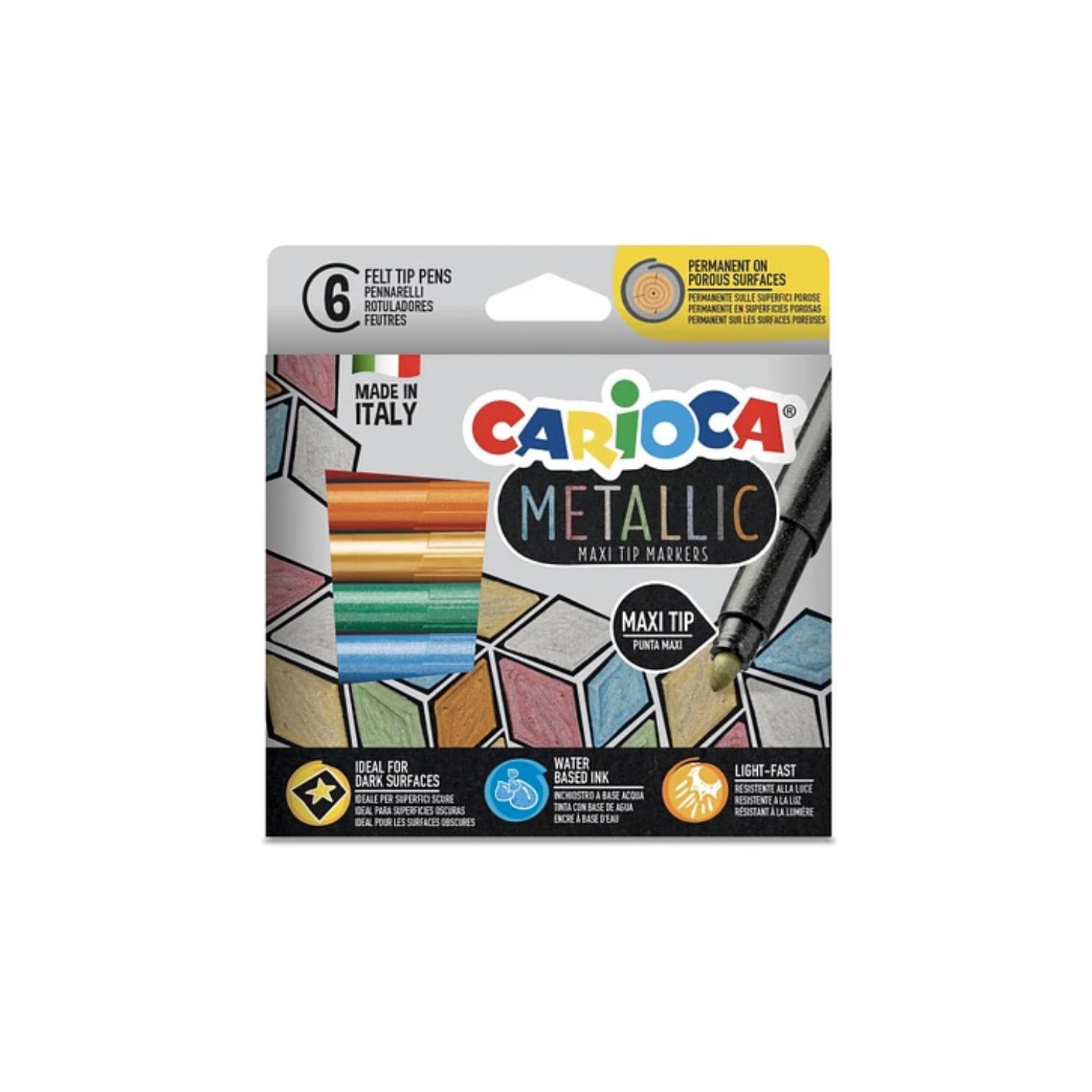 PLUMONES CARIOCA METALLIC PUNTA MAXI 6 COLORES - 1