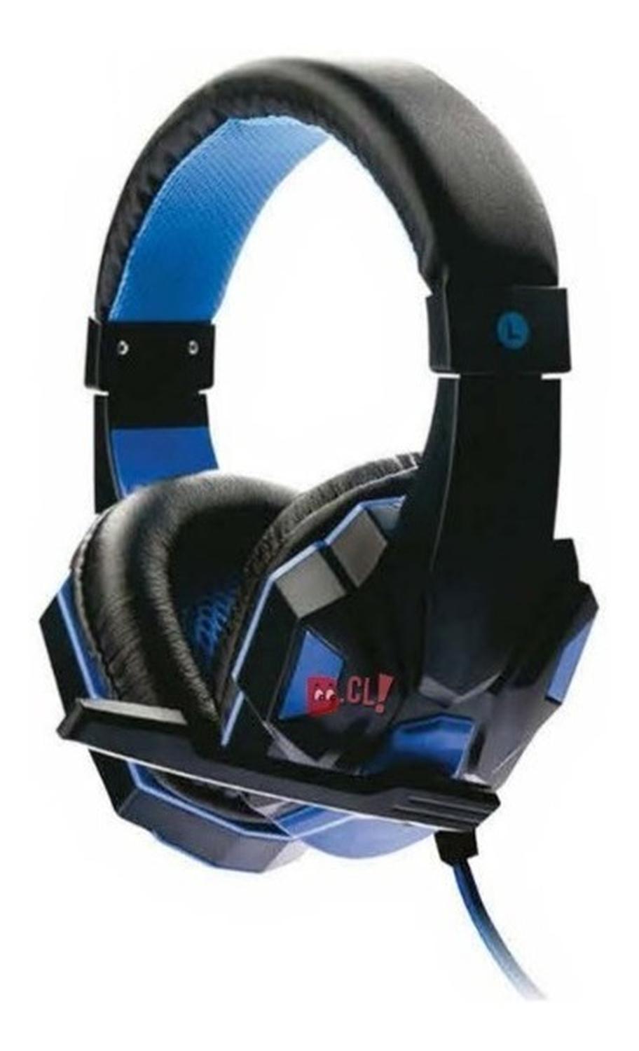 AUDÍFONOS GAMER CON LED AZUL CONECTOR 3,5MM AUDIO Y MIC - PS - 1