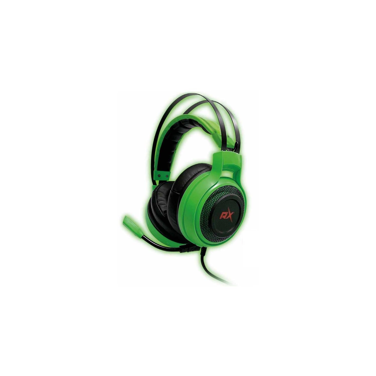 AUDÍFONOS GAMER CONECTOR 3,5MM Y USB CON LUZ LED VERDE - PS - 1