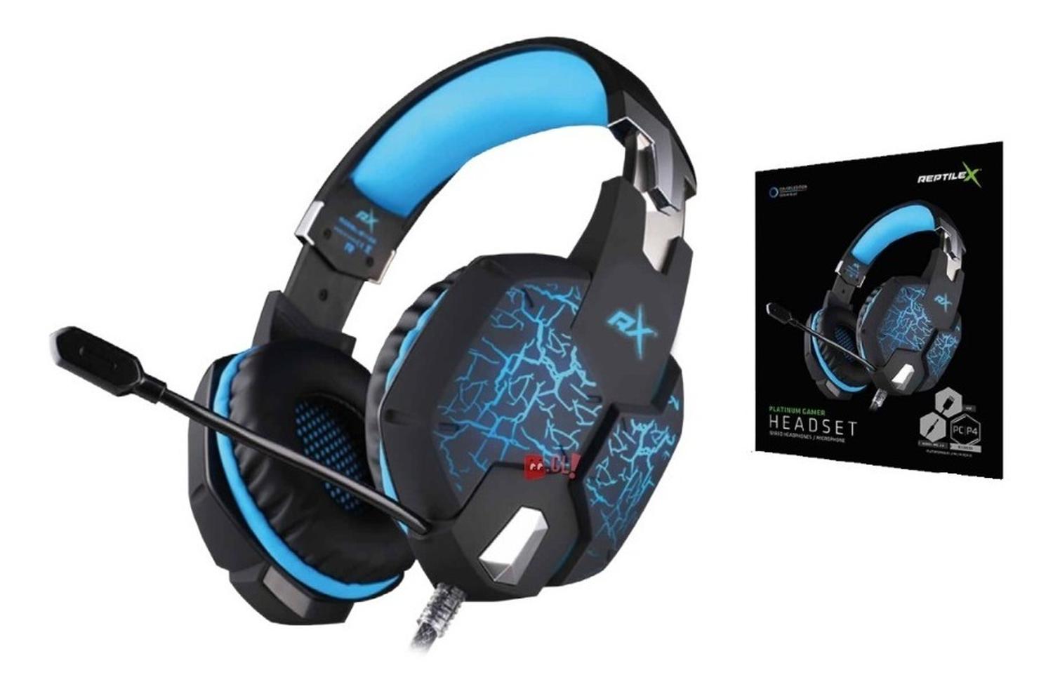 AUDÍFONOS PLATINUM GAMER CONECTOR 3,5MM Y USB LED AZUL - PS - 2