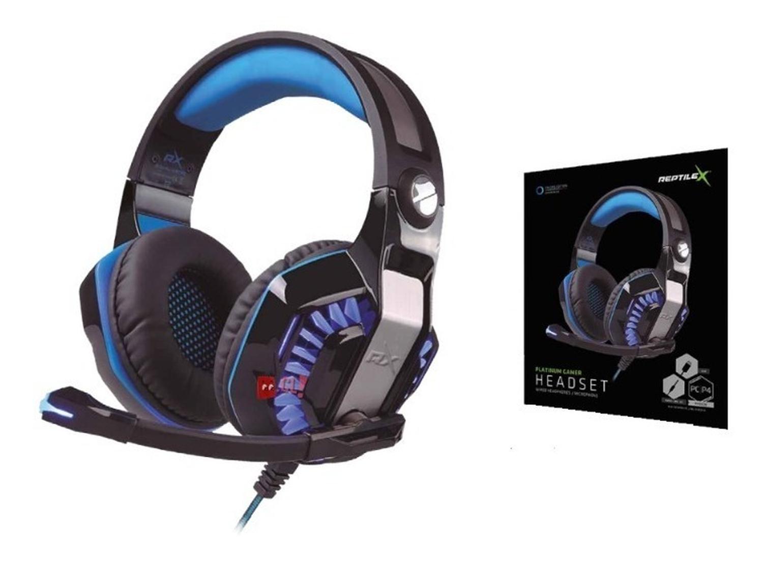 AUDÍFONOS GAMER PLATINUM CONECTOR 3,5MM Y USB LED AZUL - PS - 2
