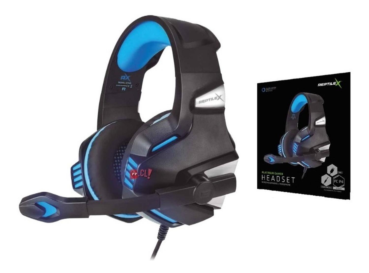AUDÍFONOS PLATINUM GAMER CONECTOR 3,5MM Y USB LED AZUL - PS - 2